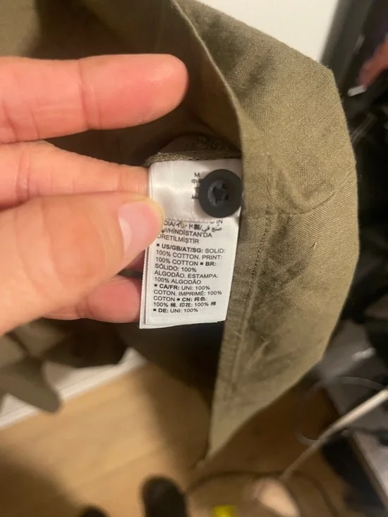 Olive Floral Print Button-Front Shirt Dress with Tie Waist - Picture 9 of 9